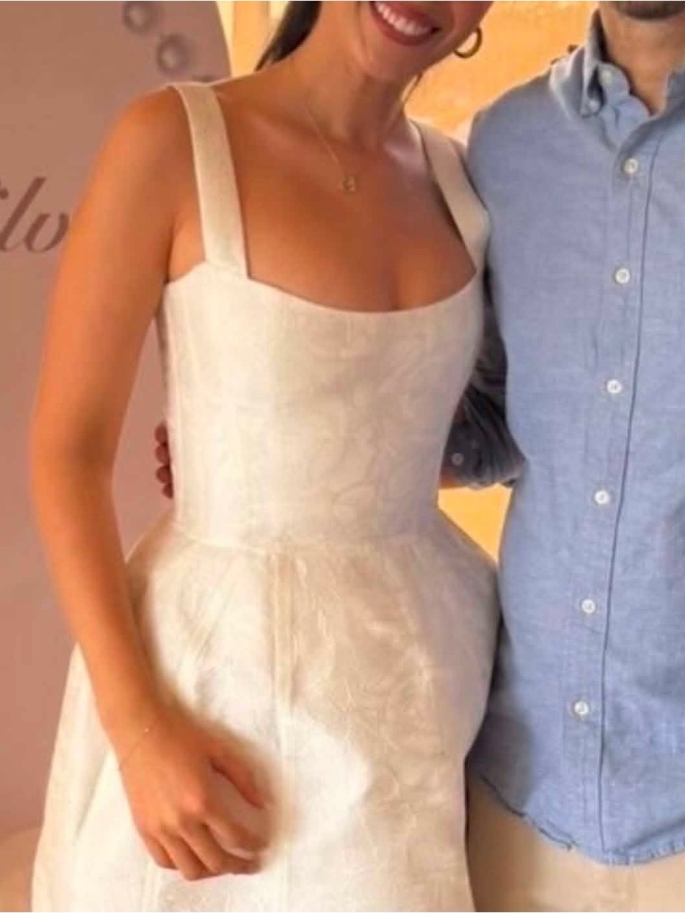 Elegant White Square-Neck A-Line Dress